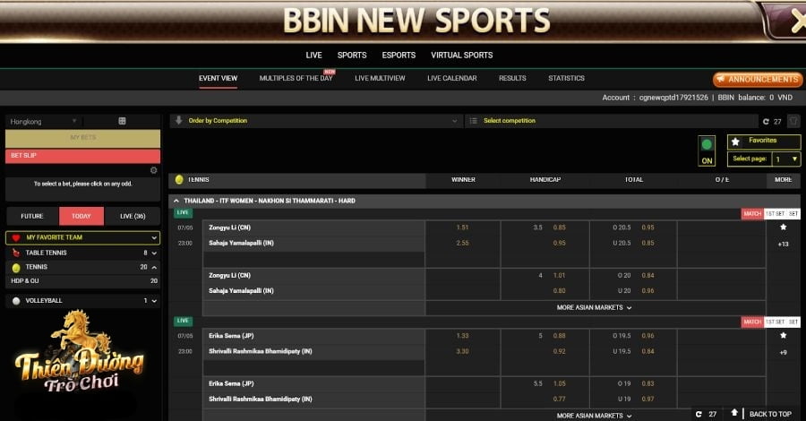 Sảnh BBIN TDTC - Thỏa mãn game cá cược đổi thưởng đẳng cấp 4 Thể thao cá cược BBIN TDTC